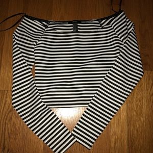 Black and white striped off the shoulder top